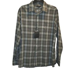 John Varvatos USA XL  Plaid Pocket Shirt Color Flagstone NWT